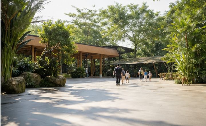 Singapore Zoo entrance in morning light